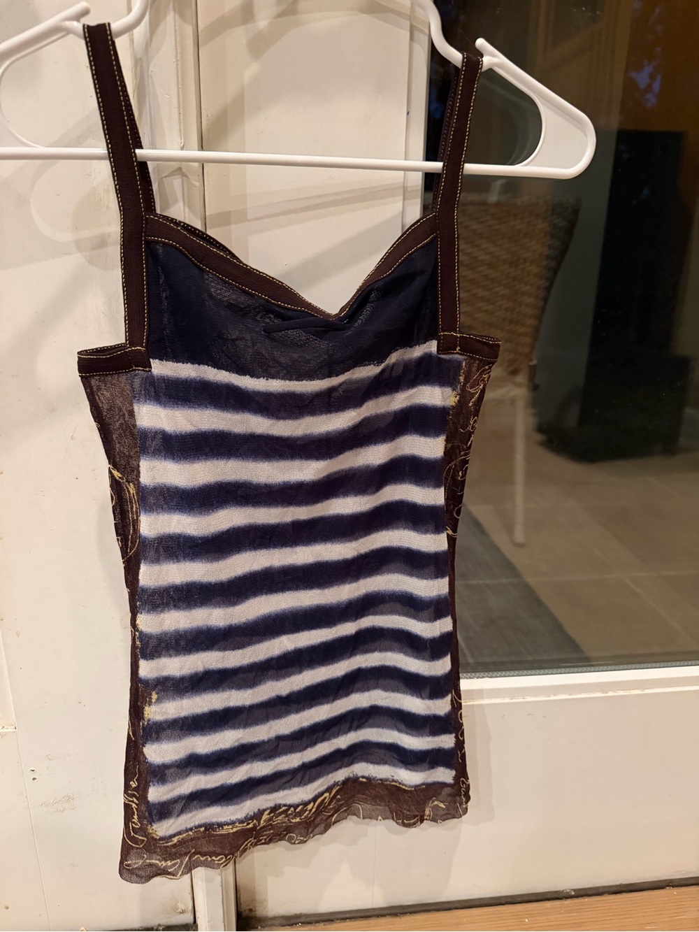 Jean Paul Gaultier mesh striped vintage Cami Top - Picture 2 of 3